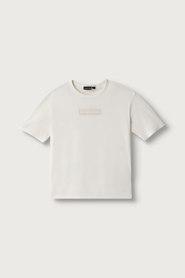 Футболка дитяча бавовняна Napapijri S-NEW BOX LOGO SS колір бежевий
