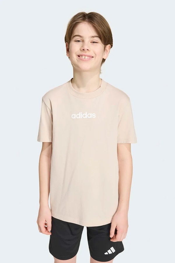 Футболка дитяча бавовняна adidas колір бежевий фото 3