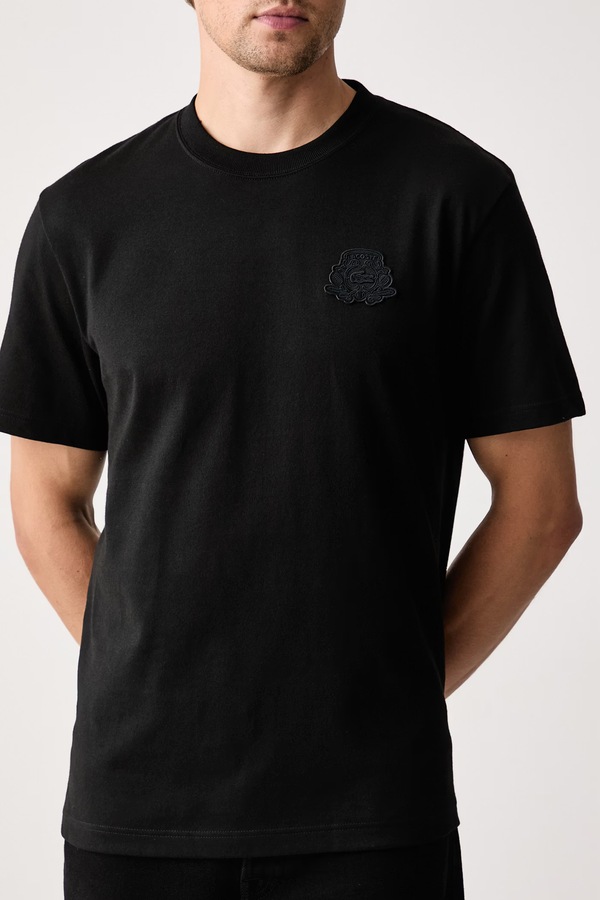 Футболка basic чоловіча бавовняна Lacoste колір чорний фото 3
