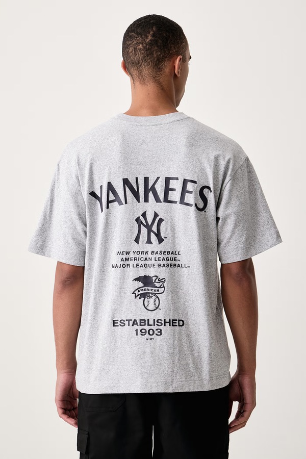 Футболка чоловіча з бавовною 47 brand MLB New York Yankees колір сірий