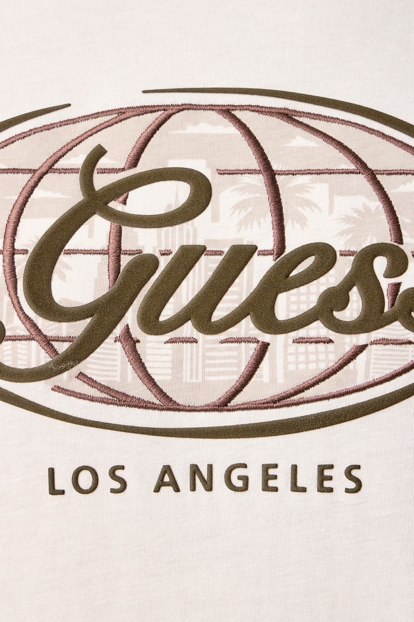 Футболка чоловіча бавовняна Guess GIOVA колір бежевий фото 4