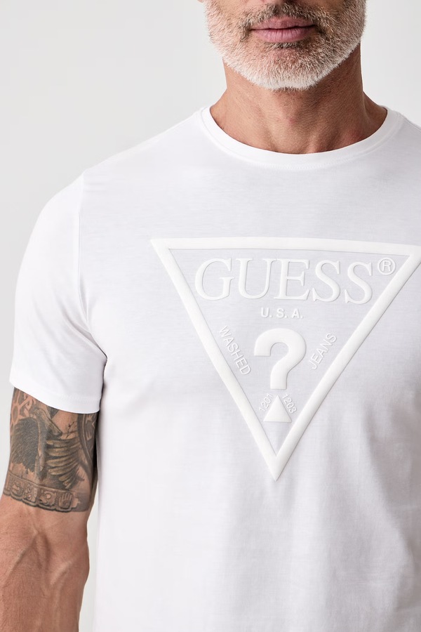 Футболка чоловіча бавовняна Guess колір білий фото 4