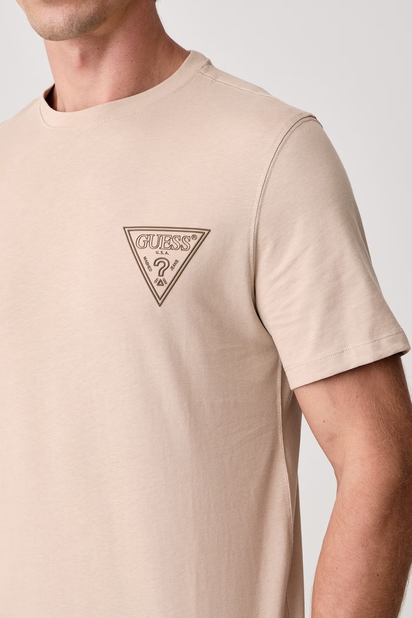 Футболка мужская хлопковая Guess цвет бежевый фото 2