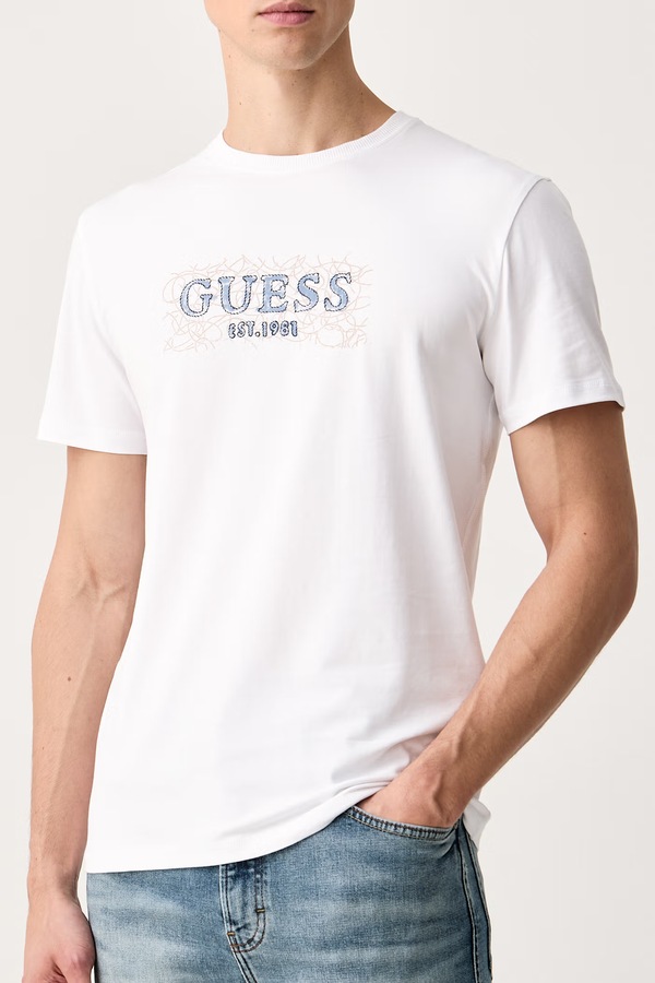 Футболка чоловіча бавовняна з еластаном Guess колір білий фото 4