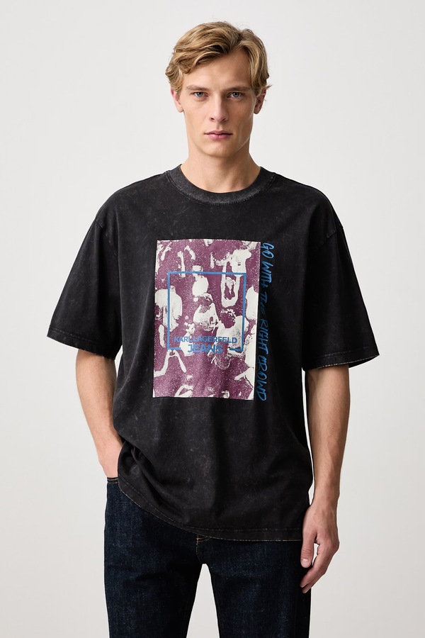 Футболка чоловіча бавовняна Karl Lagerfeld Jeans колір чорний