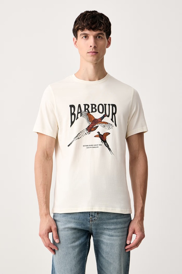 Футболка чоловіча бавовняна Barbour колір бежевий