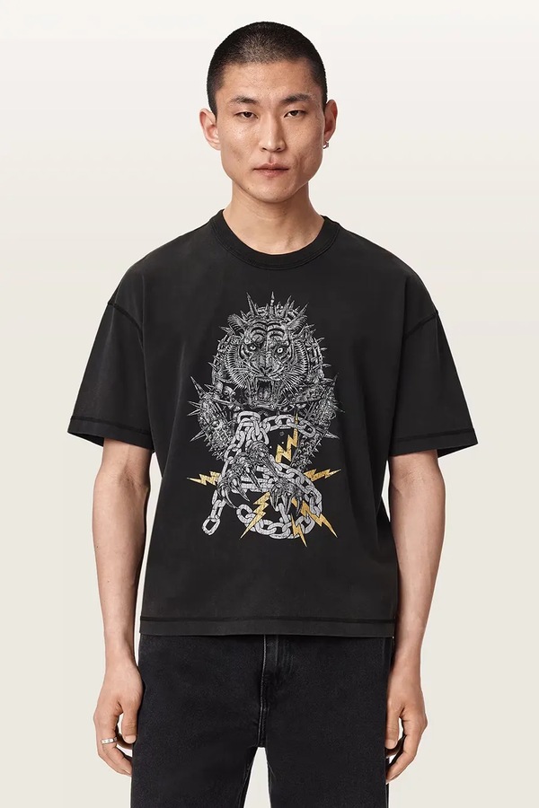 Футболка чоловіча бавовняна AllSaints IRON TIGER колір чорний