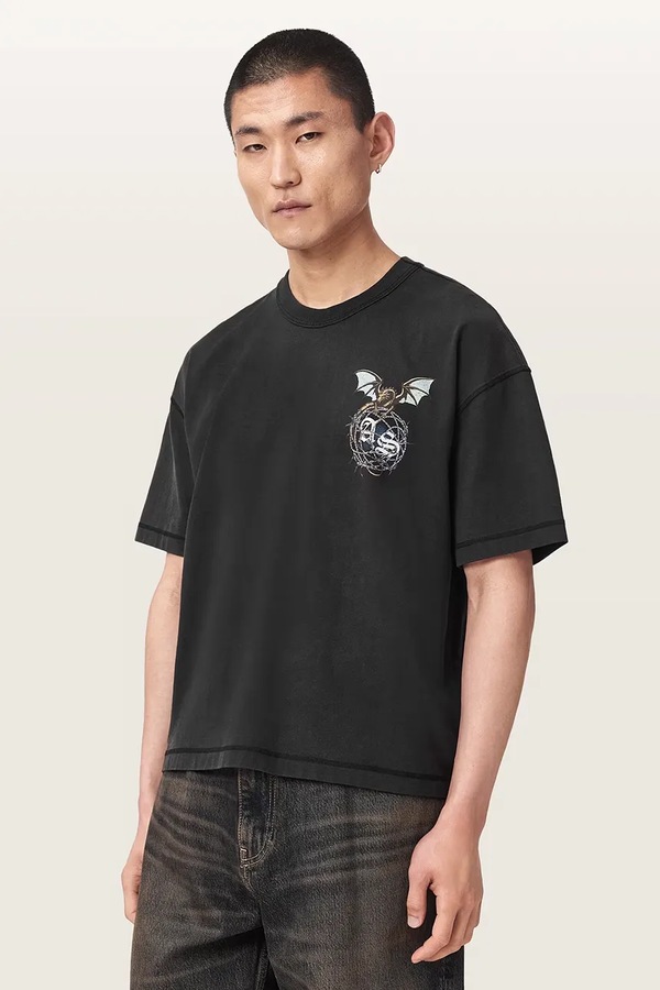 Футболка чоловіча бавовняна AllSaints WYVERN колір чорний