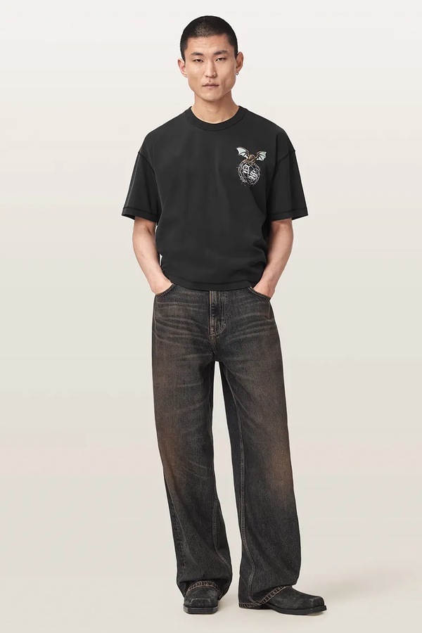 Футболка чоловіча бавовняна AllSaints WYVERN колір чорний фото 2