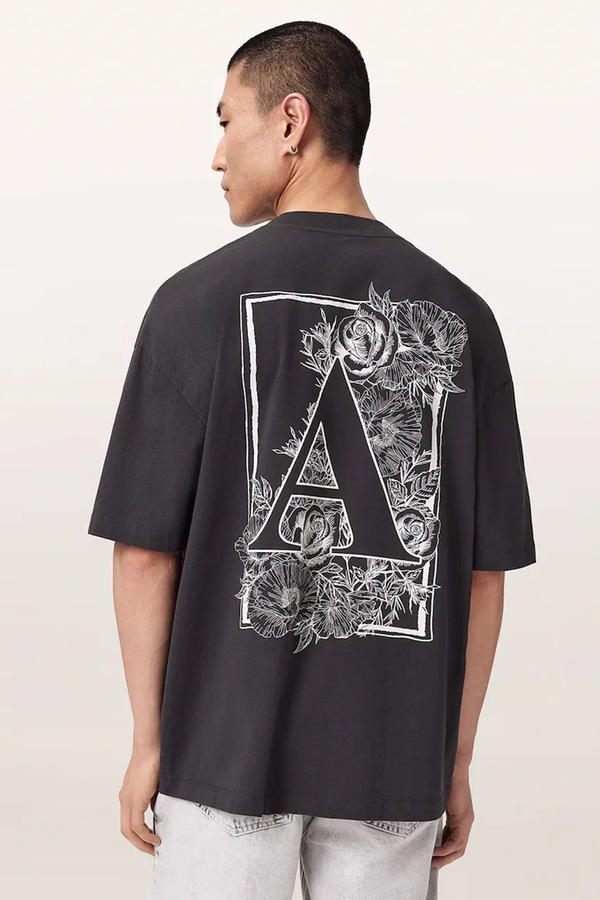 Футболка оверсайз чоловіча бавовняна AllSaints ANTHOS колір чорний