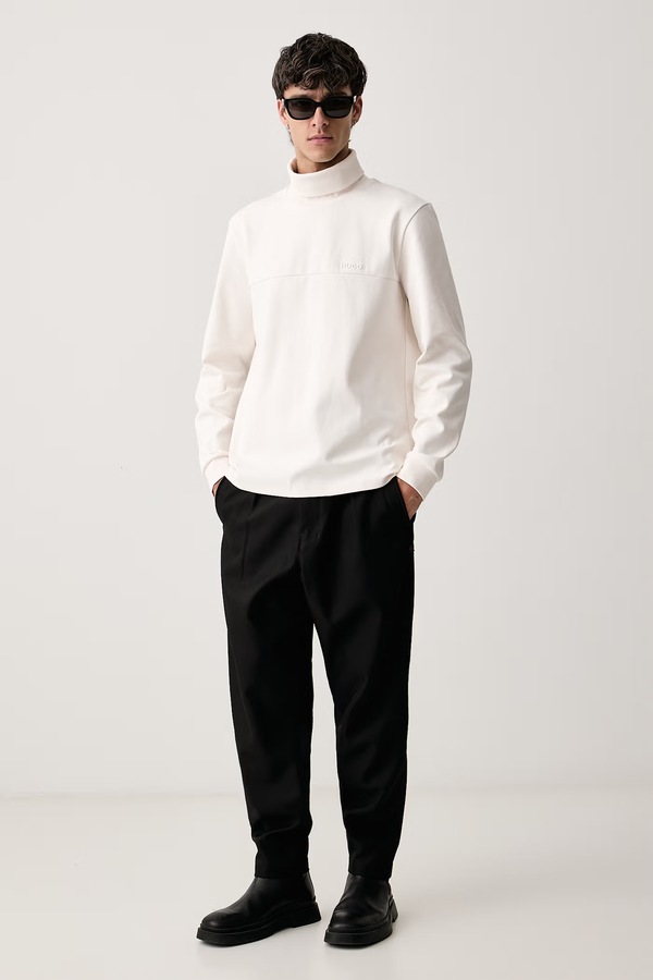Кофта чоловіча з бавовною HUGO Derenolo колір бежевий фото 2