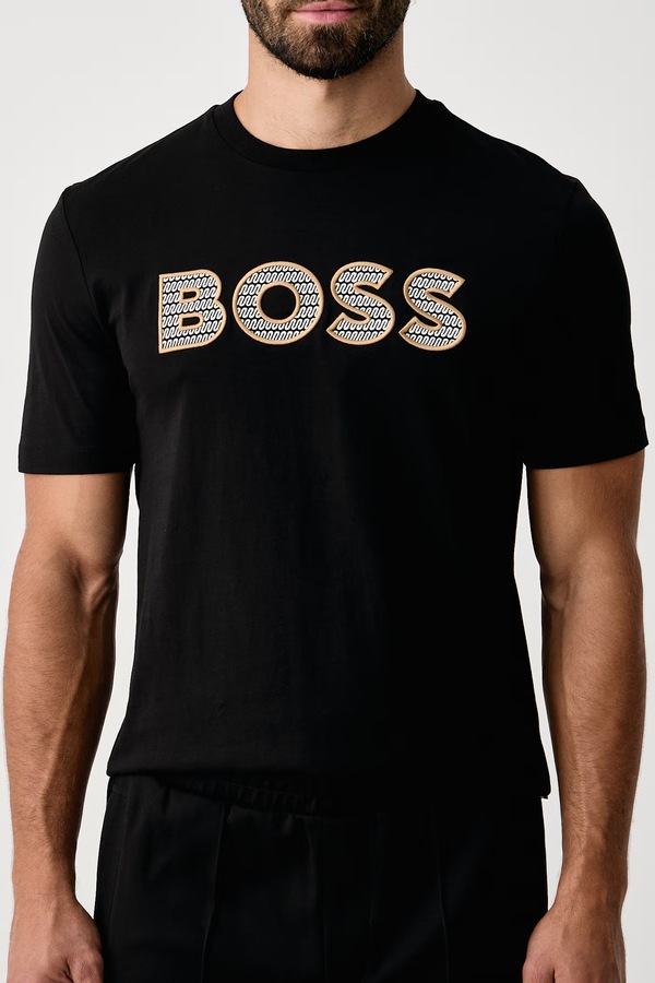 Футболка чоловіча бавовняна BOSS C-Thompson колір чорний фото 4