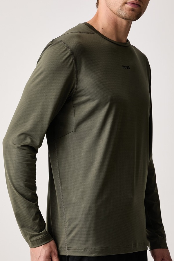 Лонгслів чоловічий BOSS Green TS_Active LS колір зелений фото 3
