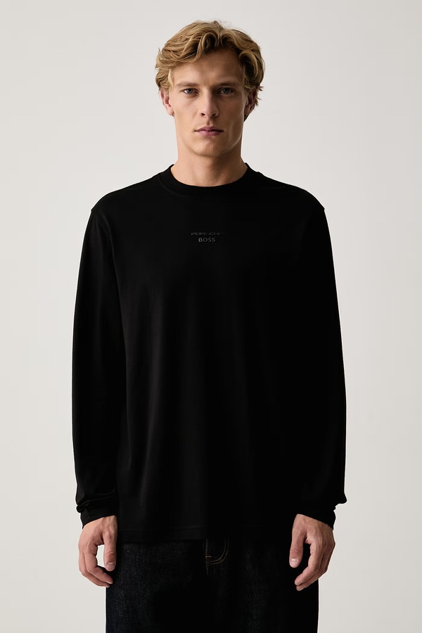 Лонгслів чоловічий з ліоцелем BOSS Green TS_PS Icons70 Long колір чорний