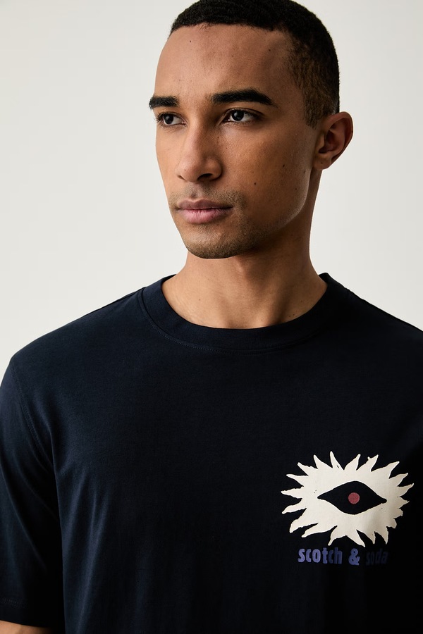 Футболка чоловіча бавовняна Scotch & Soda колір темно-синій фото 4