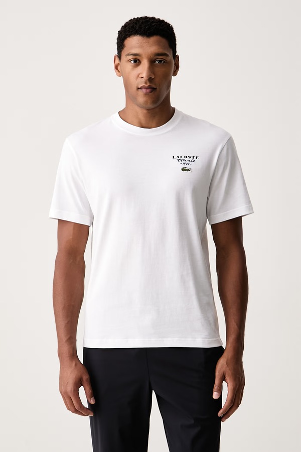 Футболка мужская хлопковая Lacoste цвет белый фото 2