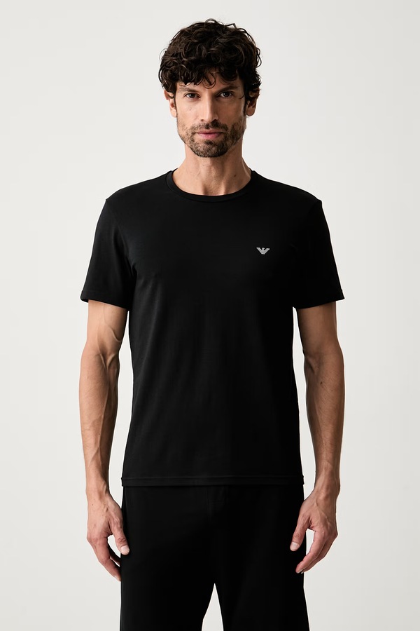 Футболка lounge чоловіча бавовняна з еластаном 2 шт. Emporio Armani Underwear колір сірий