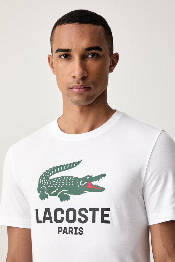 Футболка чоловіча бавовняна Lacoste колір білий фото 4