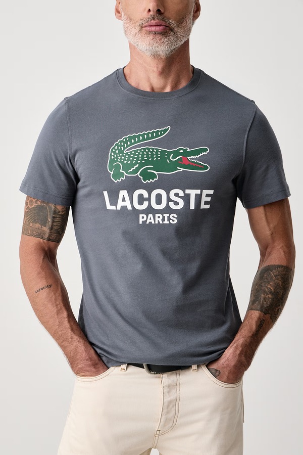 Футболка чоловіча бавовняна Lacoste колір блакитний фото 4