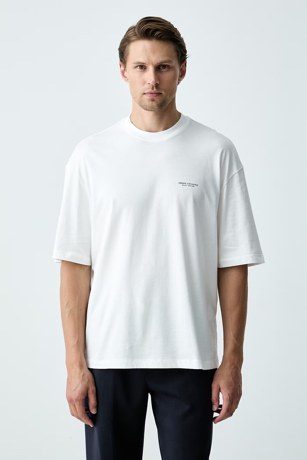Футболка чоловіча бавовняна Armani Exchange колір білий фото 2