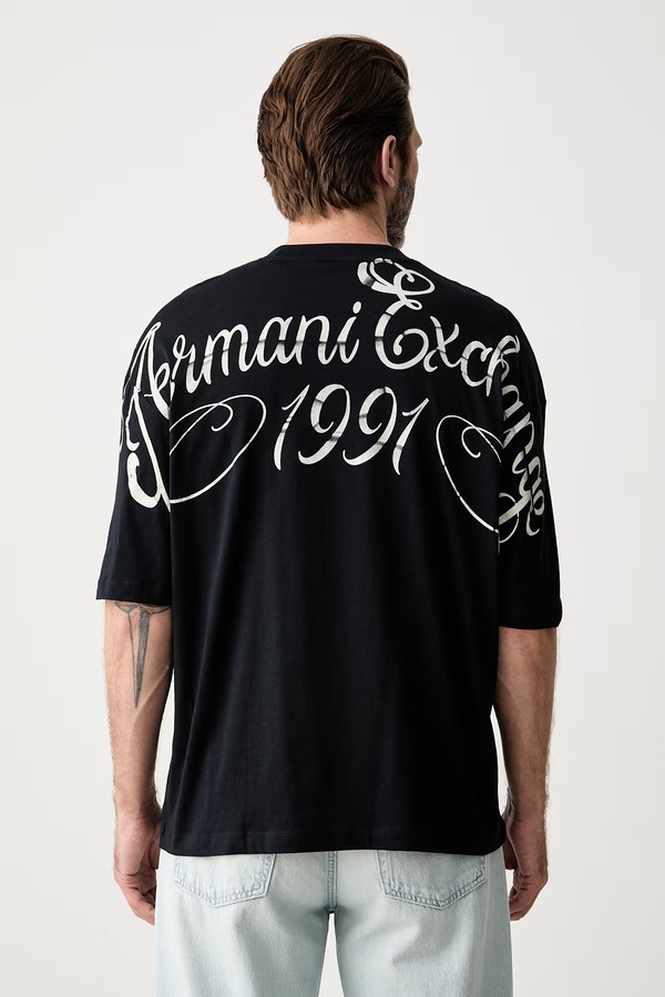 Футболка чоловіча бавовняна Armani Exchange колір темно-синій
