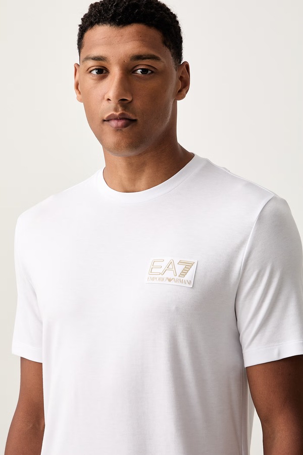 Футболка чоловіча з віскозою EA7 Emporio Armani колір білий фото 4