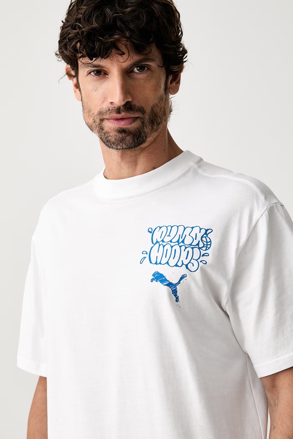 Футболка чоловіча бавовняна Puma колір білий фото 4