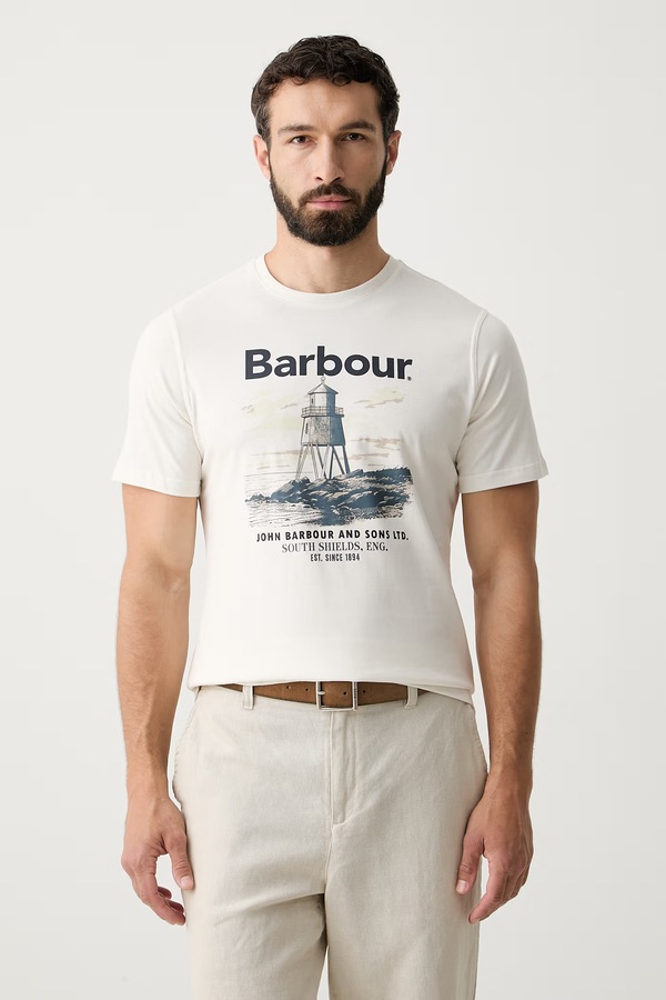 Футболка чоловіча бавовняна Barbour Harbourside колір бежевий