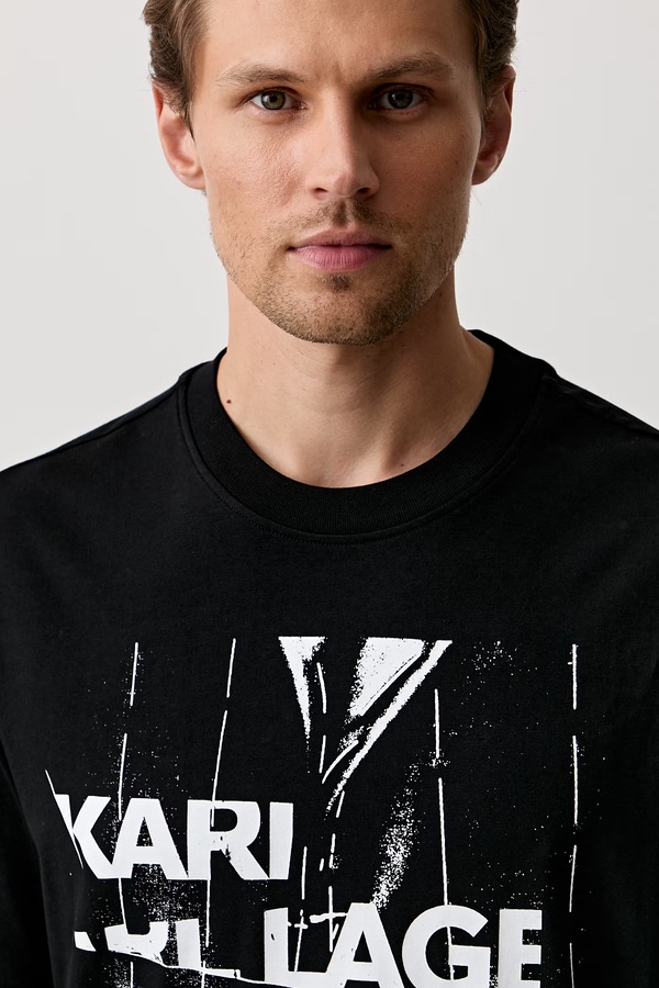 Футболка чоловіча бавовняна Karl Lagerfeld Jeans колір чорний фото 4