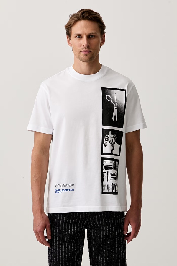Футболка мужская хлопковая Karl Lagerfeld Jeans цвет белый