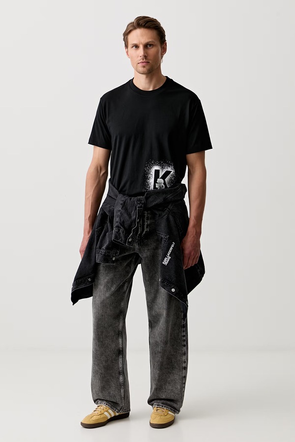 Футболка чоловіча з бавовною Karl Lagerfeld Jeans колір чорний