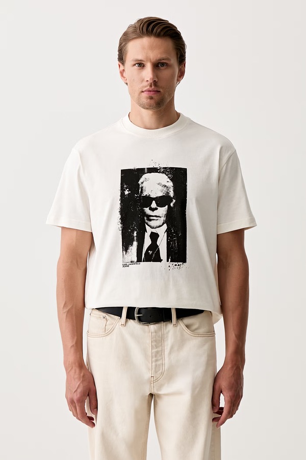 Футболка мужская хлопковая Karl Lagerfeld Jeans цвет бежевый