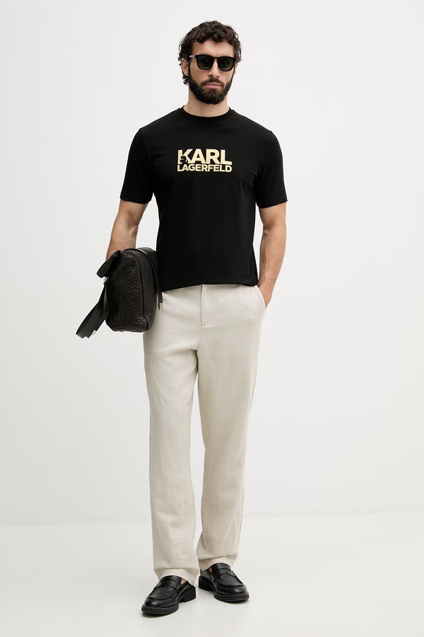 Футболка чоловіча бавовняна Karl Lagerfeld колір чорний фото 2