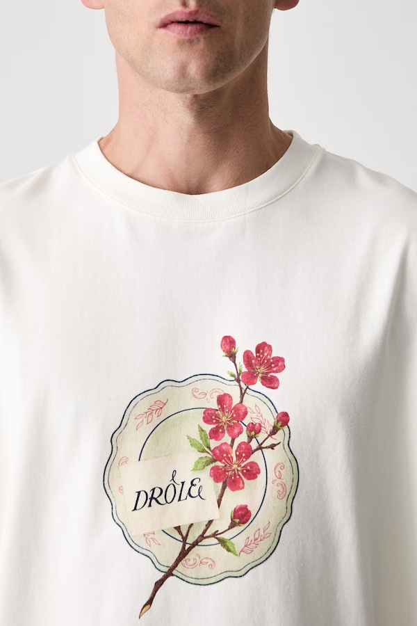 Футболка чоловіча бавовняна Drôle de Monsieur Porcelaine колір бежевий фото 4