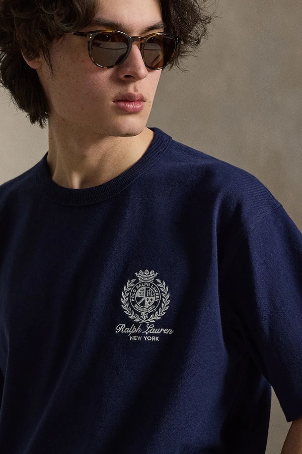 Футболка чоловіча бавовняна Polo Ralph Lauren колір темно-синій фото 4