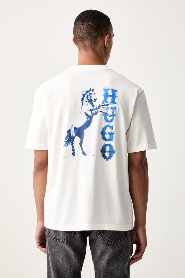 Футболка мужская хлопковая HUGO Blue Noxwash цвет белый