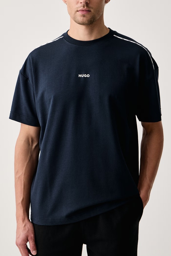Футболка оверсайз чоловіча з бавовною HUGO NOAH T-SHIRT колір темно-синій фото 4