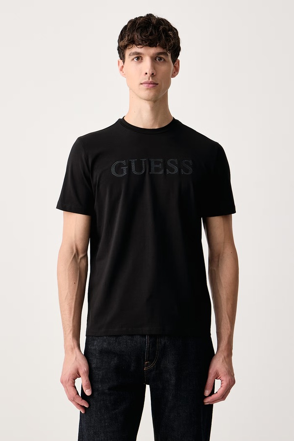 Футболка чоловіча бавовняна з еластаном Guess PRAT колір чорний