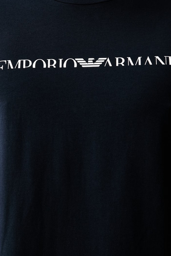 Футболка lounge чоловіча бавовняна з еластаном Emporio Armani Underwear колір темно-синій фото 4