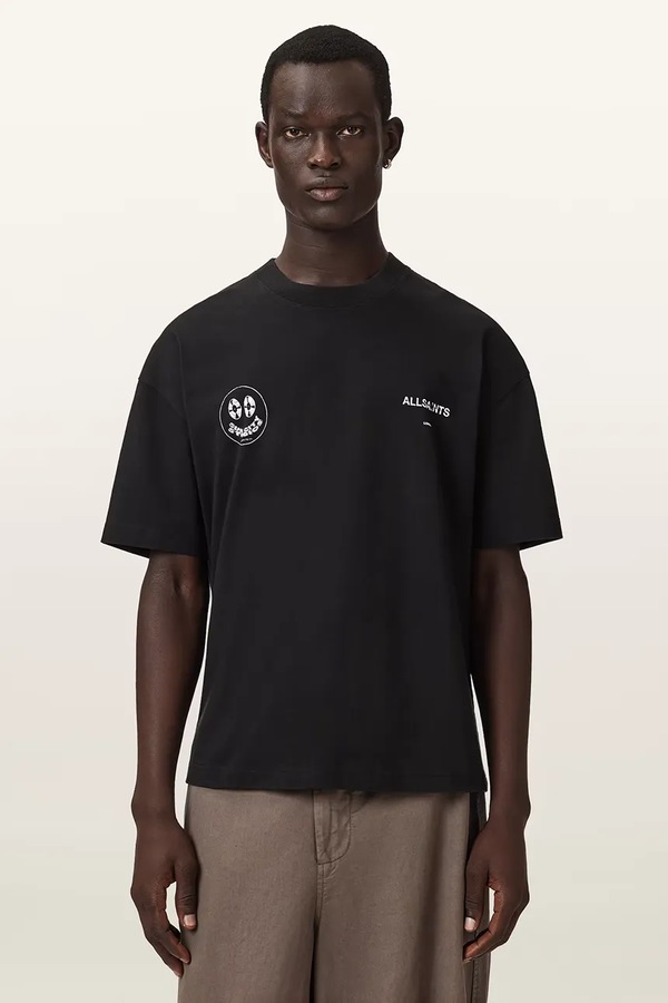 Футболка чоловіча бавовняна AllSaints SPINNER колір чорний