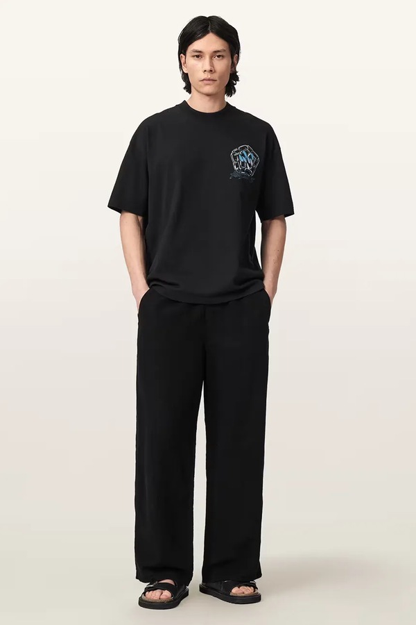 Футболка basic мужская из добавлением льна AllSaints AFFIX цвет черный фото 2