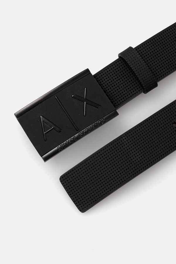 Ремінь чоловічий шкіряний Armani Exchange колір чорний фото 2