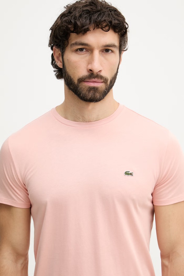 Футболка чоловіча бавовняна Lacoste колір рожевий фото 4