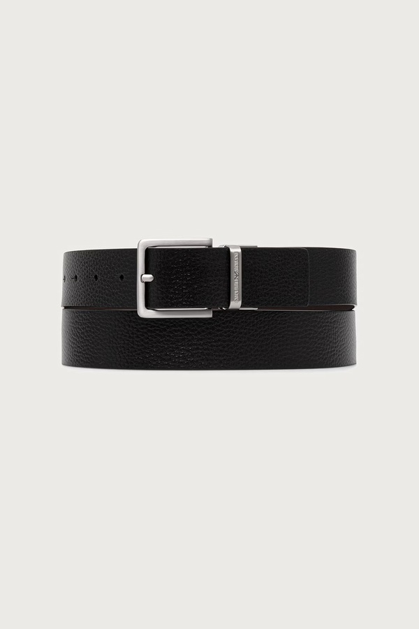 Двусторонний ремень мужской кожаный Emporio Armani цвет черный