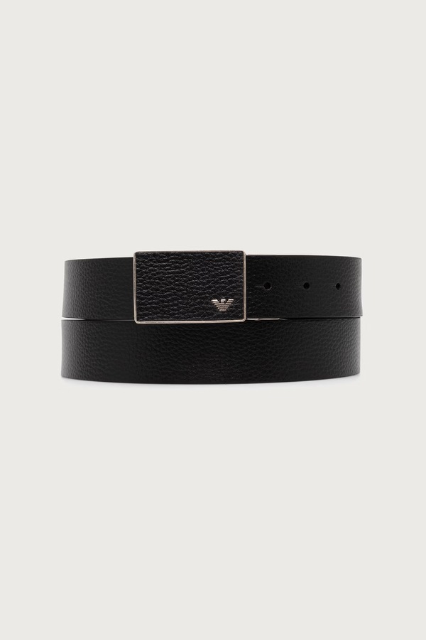 Двусторонний ремень мужской кожаный Emporio Armani цвет черный