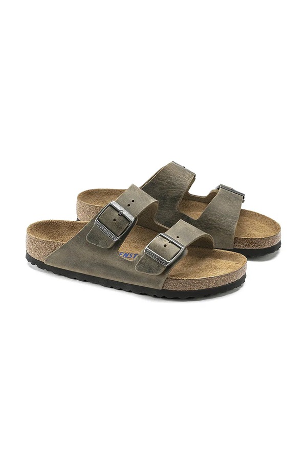 Шкіряні шльопанці Birkenstock Arizona колір зелений фото 2