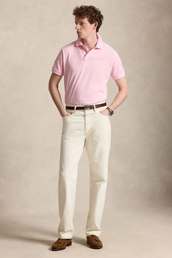 Поло мужское хлопковое Polo Ralph Lauren цвет розовый фото 2
