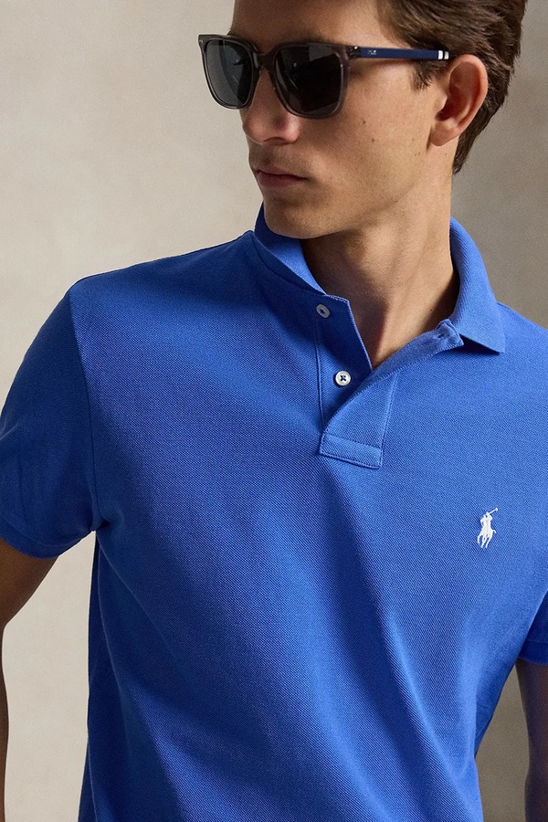 Поло чоловіче бавовняне Polo Ralph Lauren колір блакитний фото 4