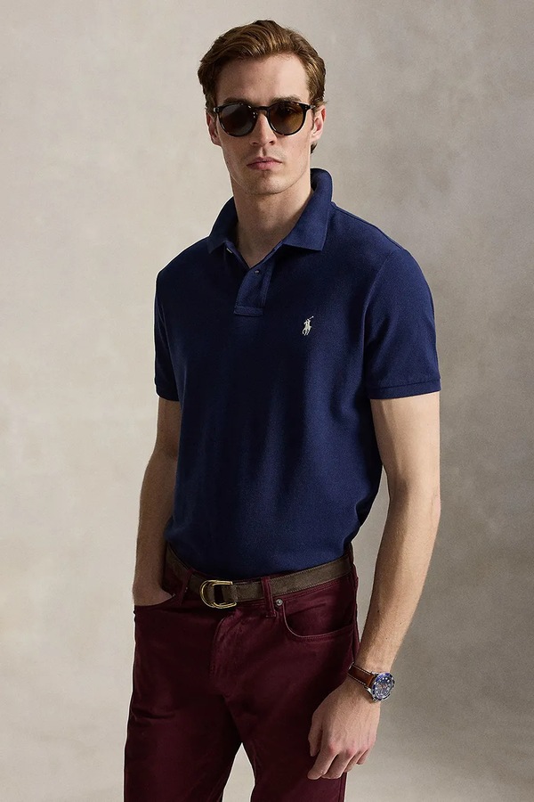 Поло чоловіче бавовняне Polo Ralph Lauren колір темно-синій