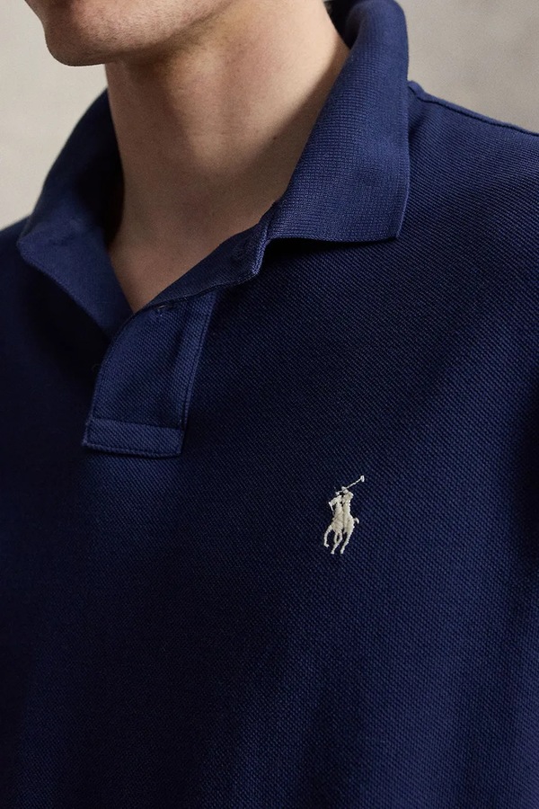 Поло чоловіче бавовняне Polo Ralph Lauren колір темно-синій фото 4